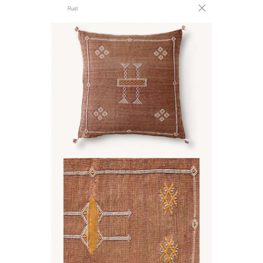 RESTORATION Hardware Moroccan Cactus Silk Pillow Cover Rust  22"x22" - Picture 2 of 7